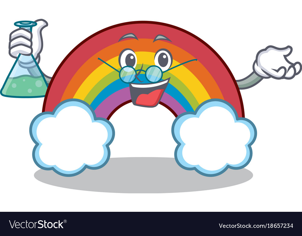 Professor colorful rainbow character cartoon