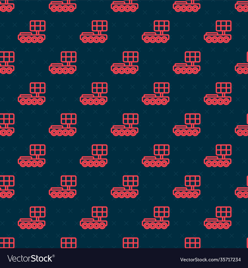Red line mars rover icon isolated seamless pattern vector image Red line mars rover icon isolated seamless pattern