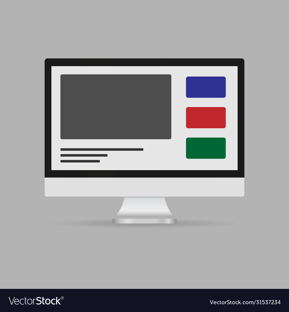 Responsive web design set page on computer vector image Responsive web design set page on computer