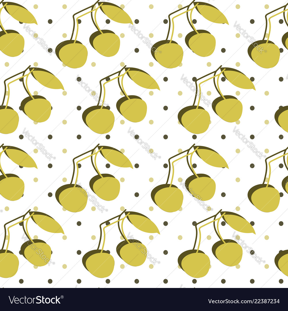 Seamless pattern with double cherry vector image Seamless pattern with double cherry