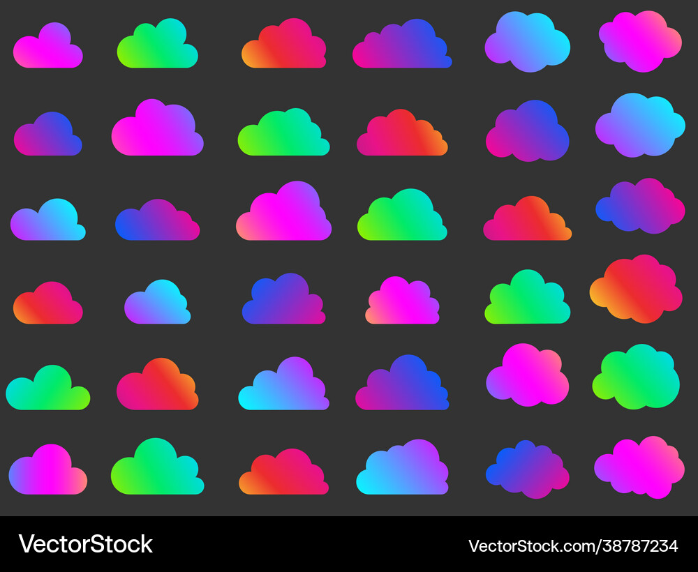 Set isolated bright multicolored gradient Vector Image