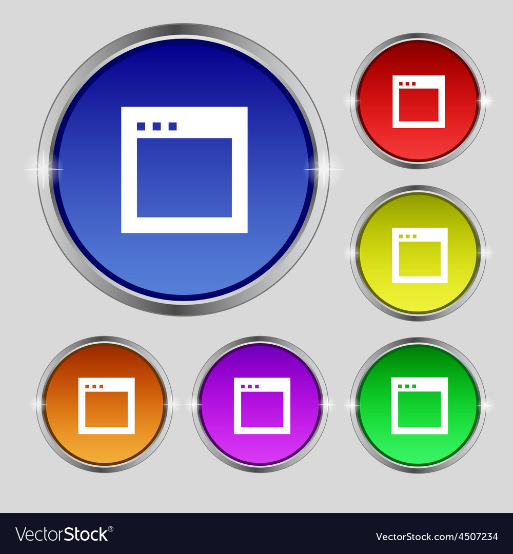 Simple browser window icon sign round symbol