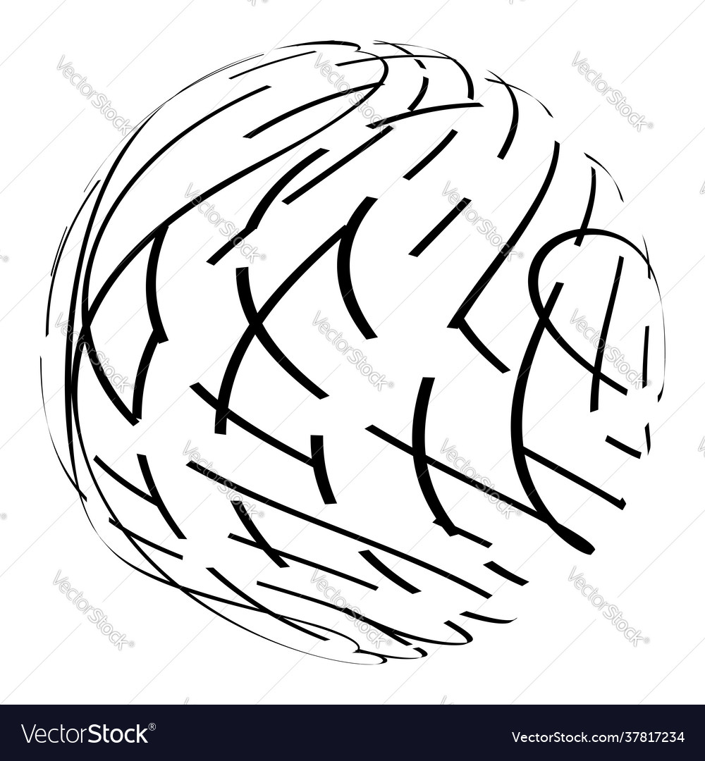 Sphere with random irregular lines icon symbol