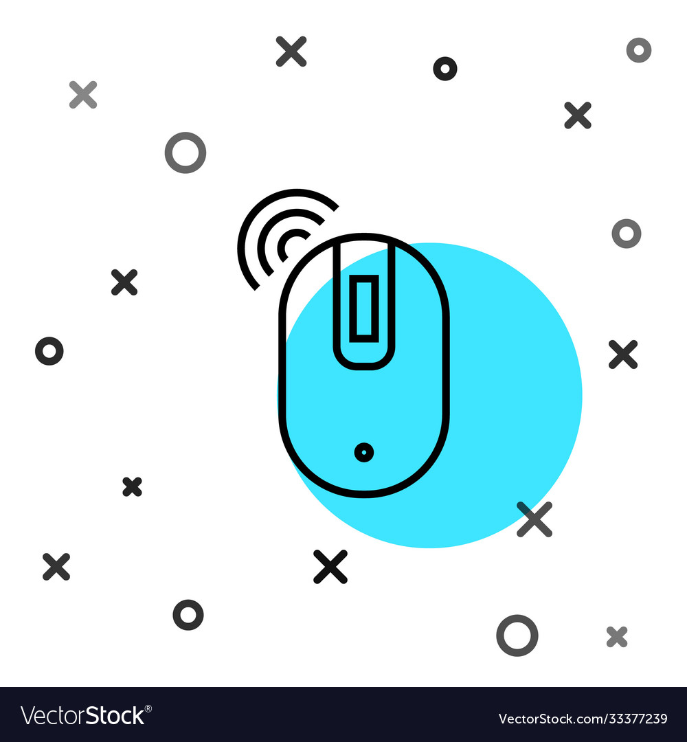 Black line wireless computer mouse icon isolated vector image Black line wireless computer mouse icon isolated