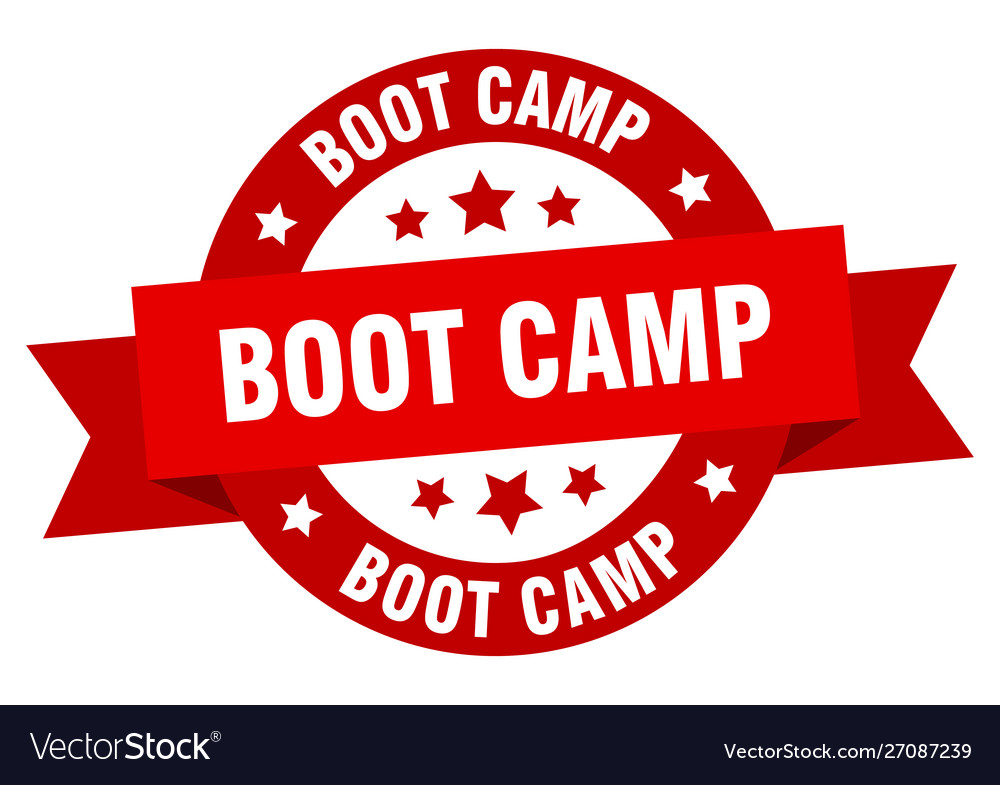 Boot camp ribbon round red sign