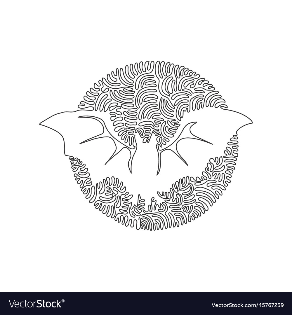 Continuous one curve line drawing of scary bat