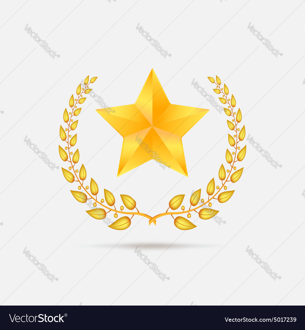 Golden laurel wreath with star Royalty Free Vector Image