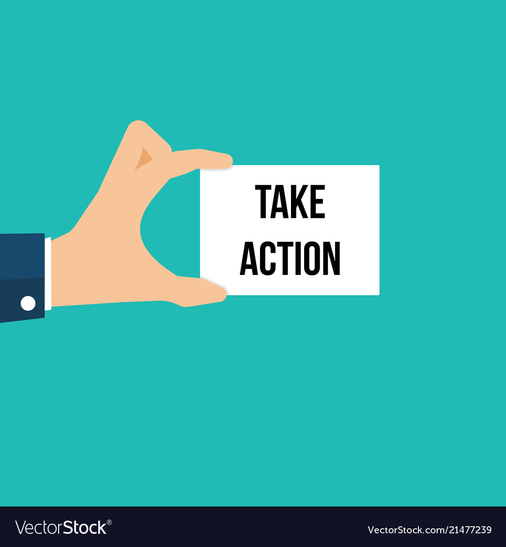 Man showing paper take action text vector image Man showing paper take action text