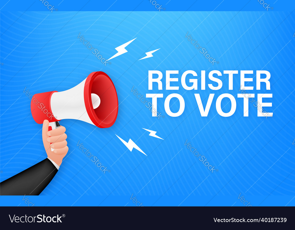 Megaphone with register to vote