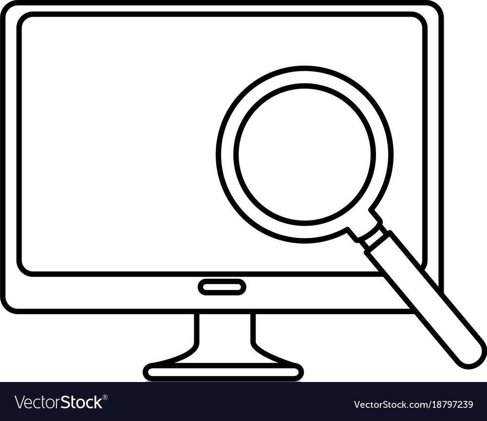 Monitor computer with magnifying glass
