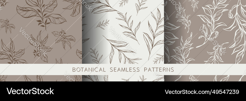 Seamless pattern set with hand drawn leaves Vector Image