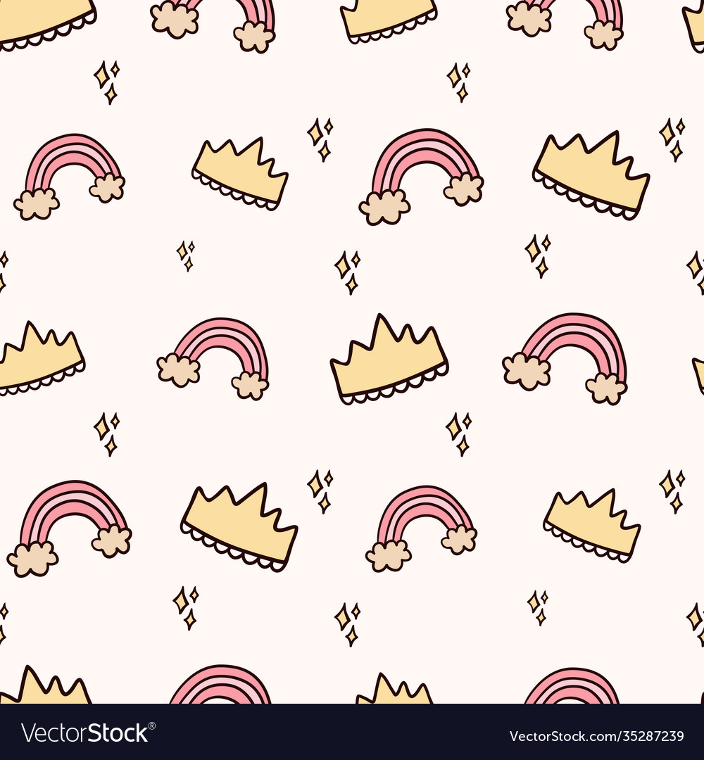 Seamless pattern with cute doodle isolated