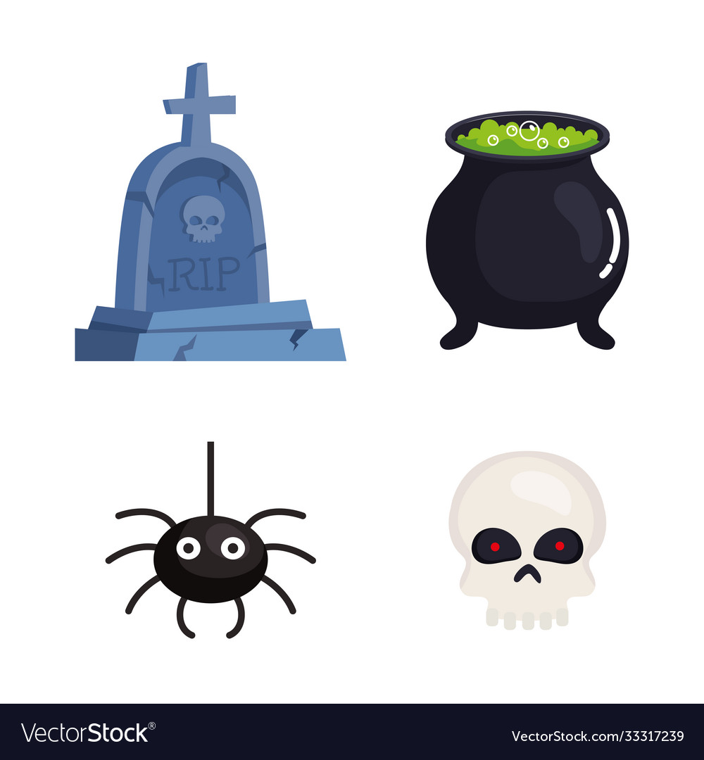 Set icons happy halloween celebration