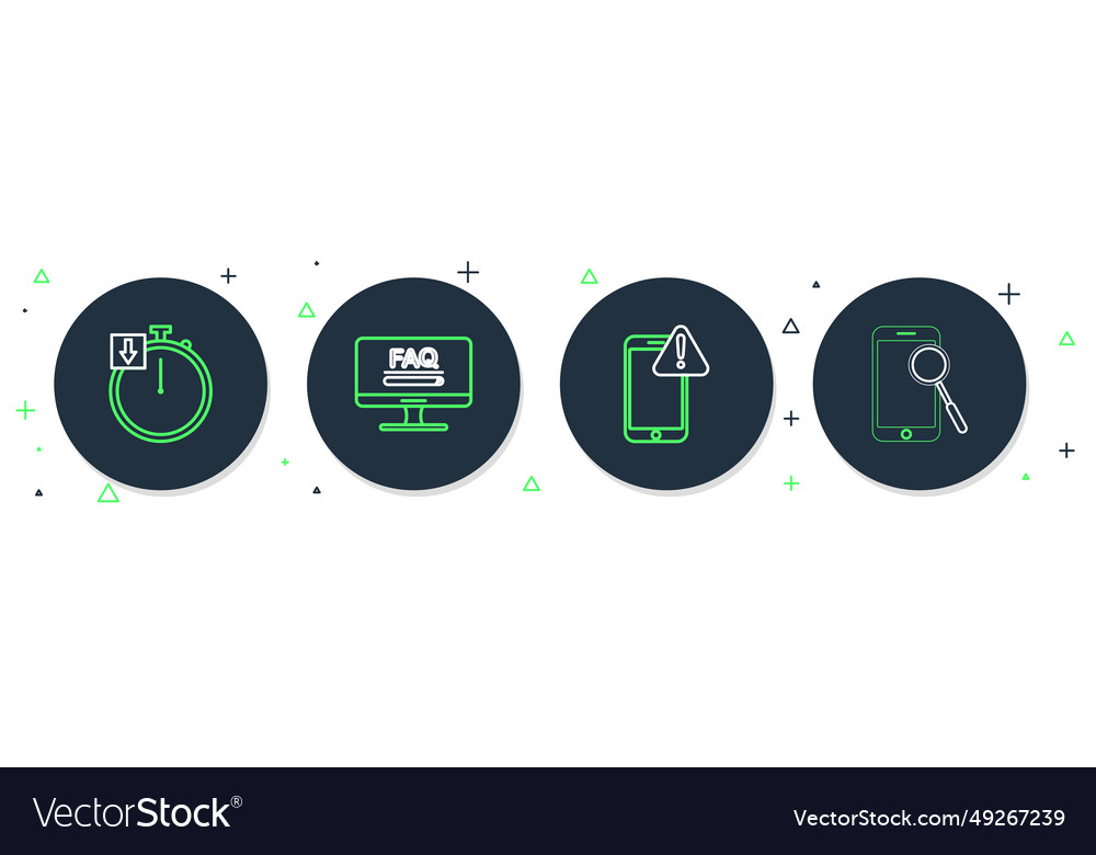Set line monitor with faq information mobile Vector Image Set line monitor with faq information mobile