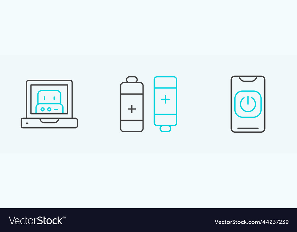 Set line turn off robot from phone creating vector image Set line turn off robot from phone creating