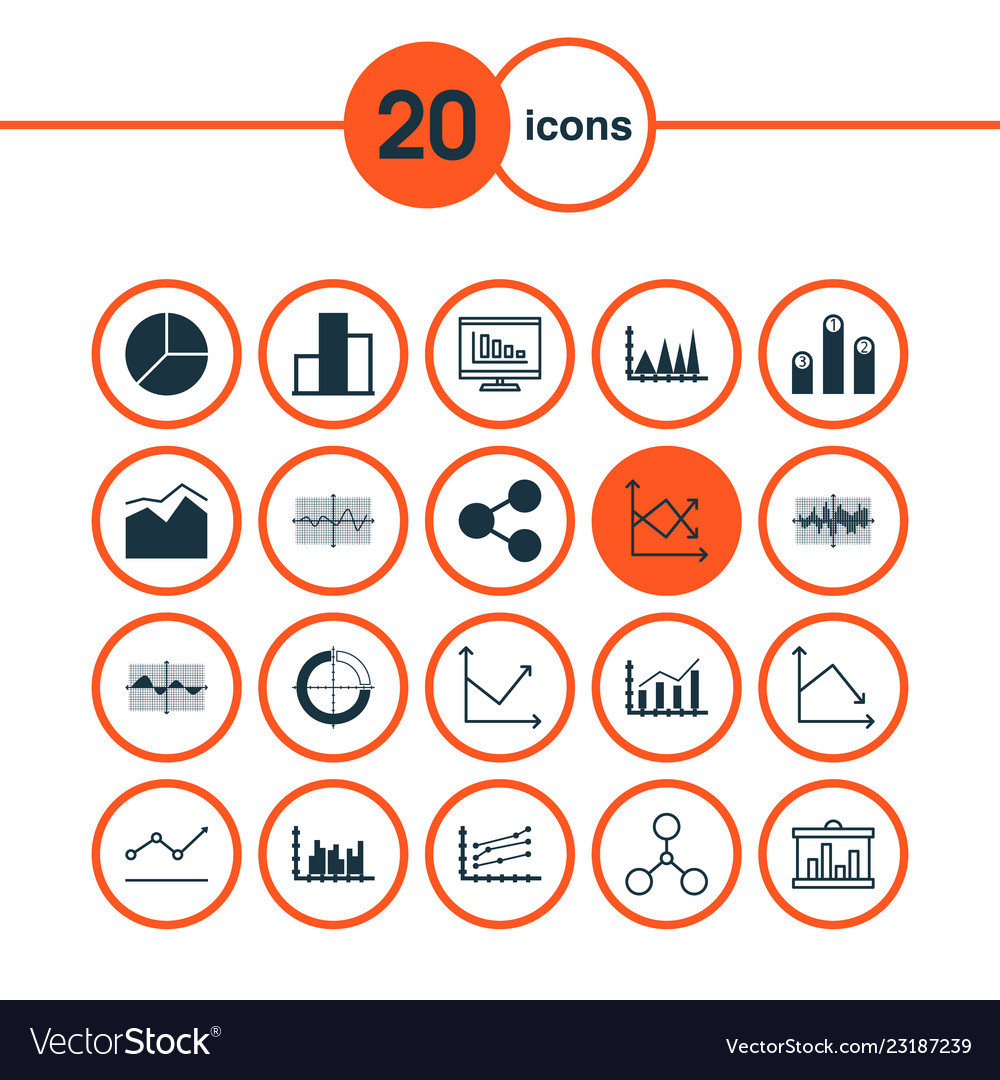 Set of graphs diagrams and statistics icons