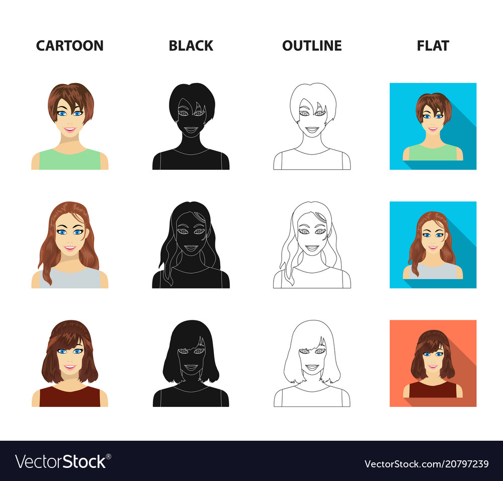 Types of female hairstyles cartoonist Royalty Free Vector Types of female hairstyles cartoonist Royalty Free Vector