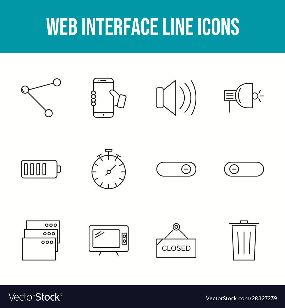 Unique web interface line icons set