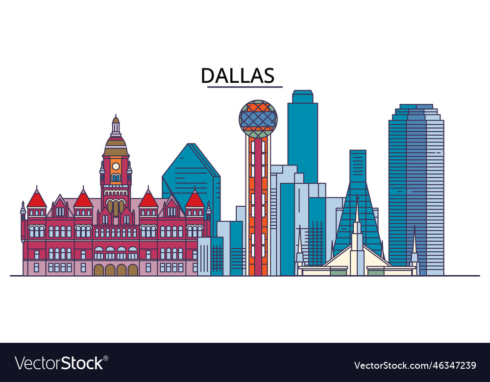 United states dallas city tourism landmarks Vector Image