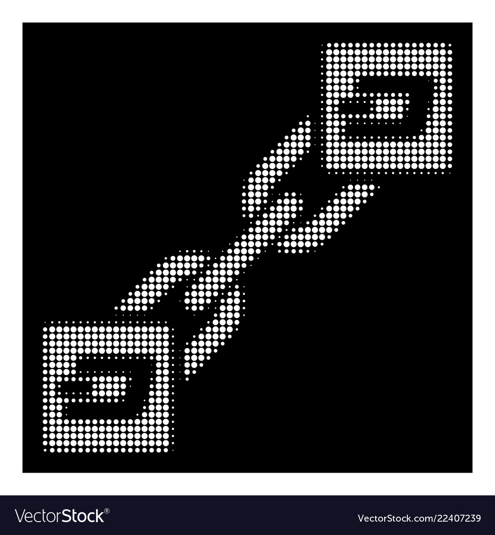 White halftone dash blockchain icon Vector Image White halftone dash blockchain icon