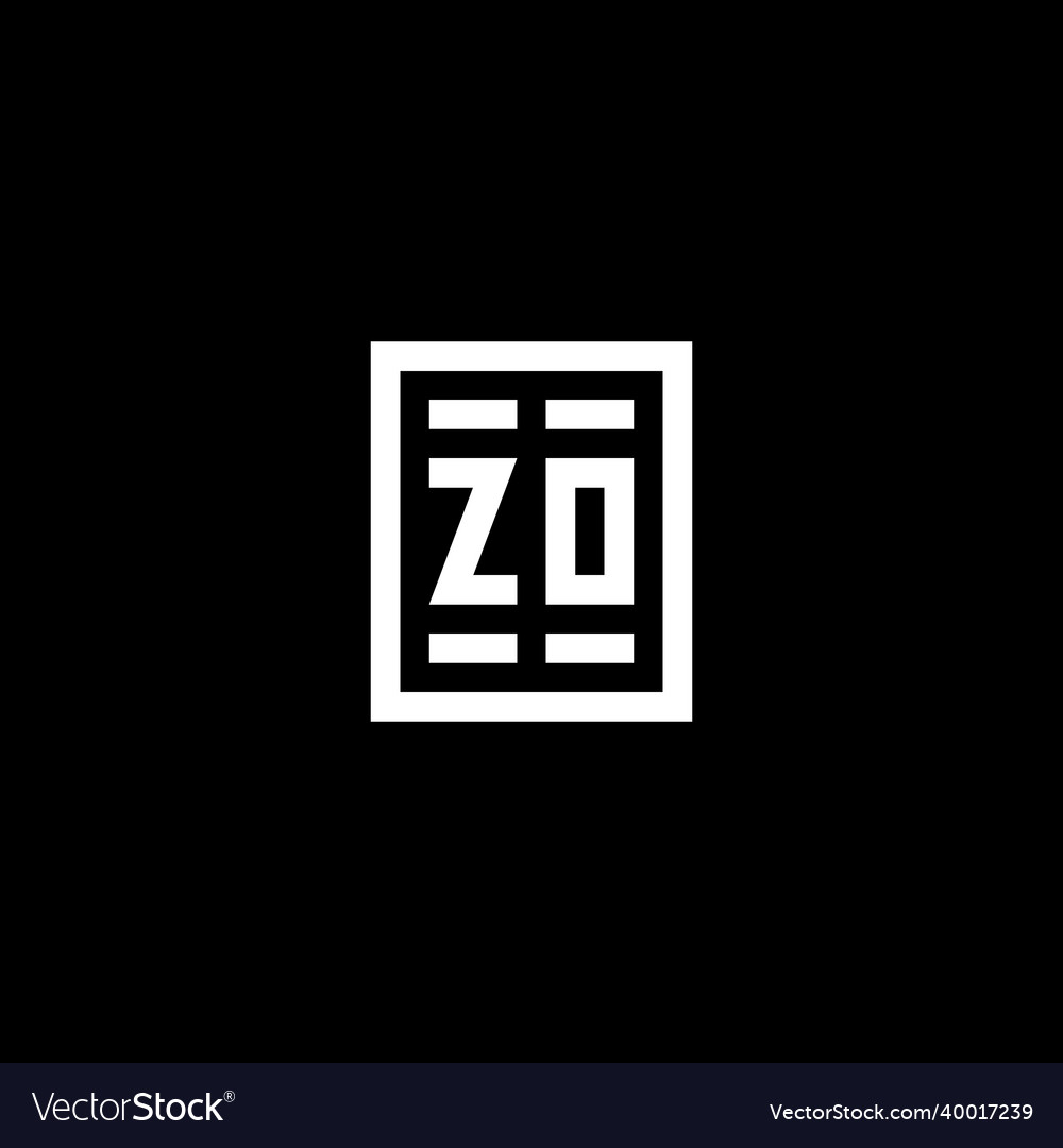 Zo initial logo with square rectangular shape Vector Image Zo initial logo with square rectangular shape