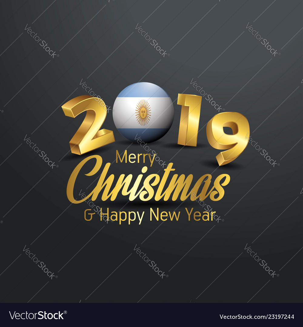 Argentina flag 2019 merry christmas typography