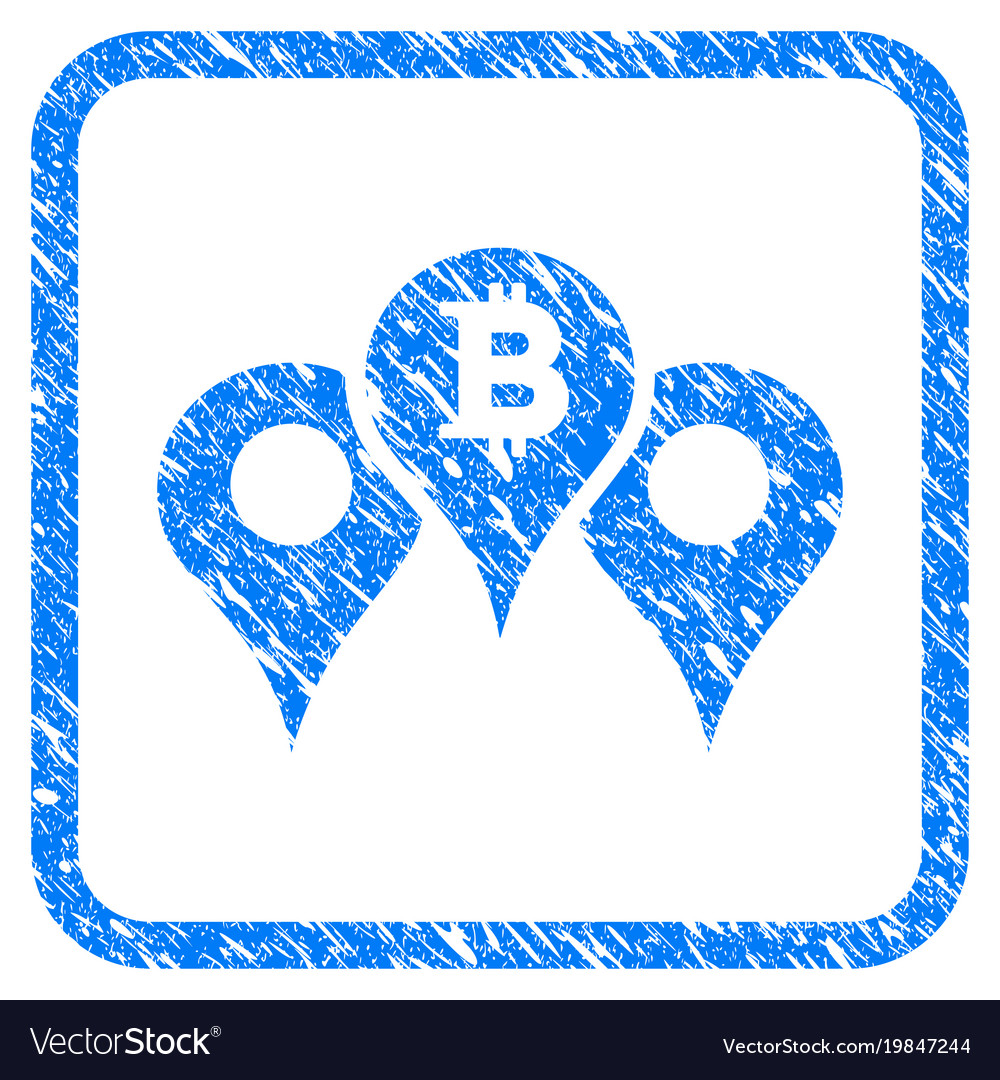 Bitcoin map pointers framed stamp