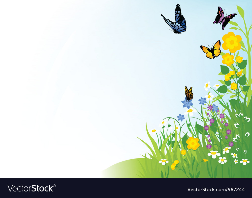 Butterflies and flowers Royalty Free Vector Image