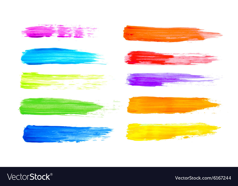 Colorful watercolor brush strokes Royalty Free Vector Image