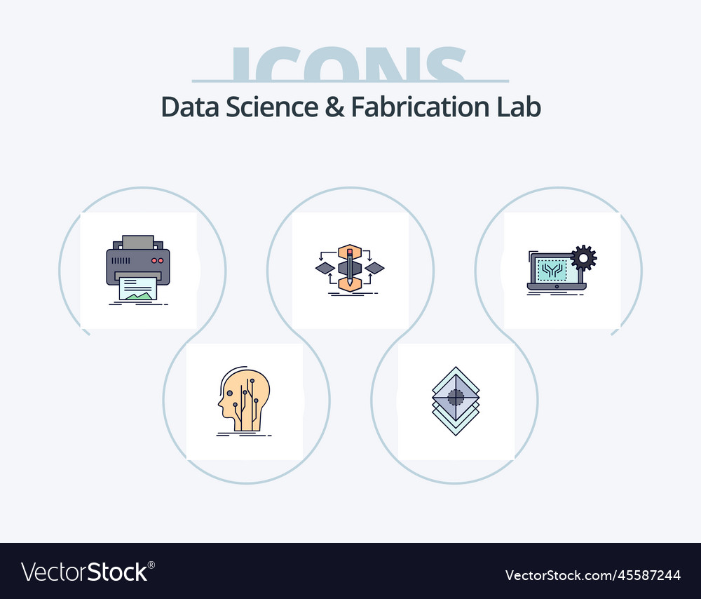 Data science and fabrication lab line filled icon