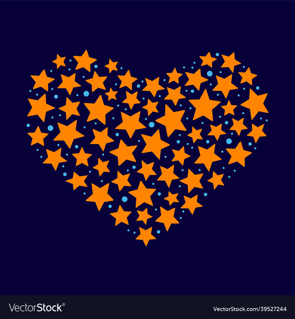 Heart silhouette with stars and snow circles