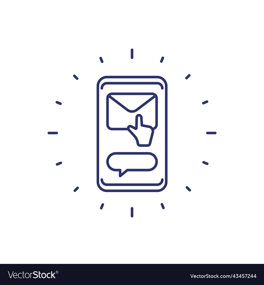 Mail and touch gesture line icon with a phone