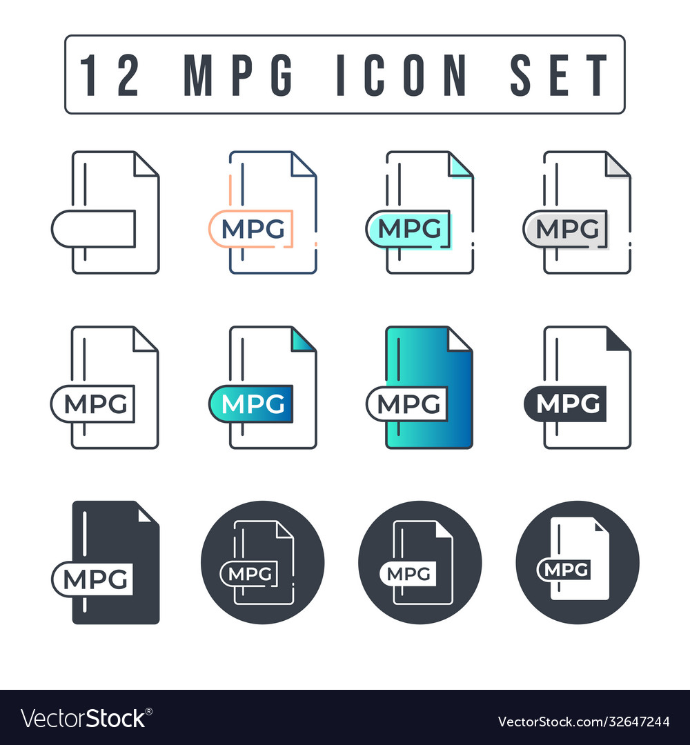 Mpg file format icon set 12