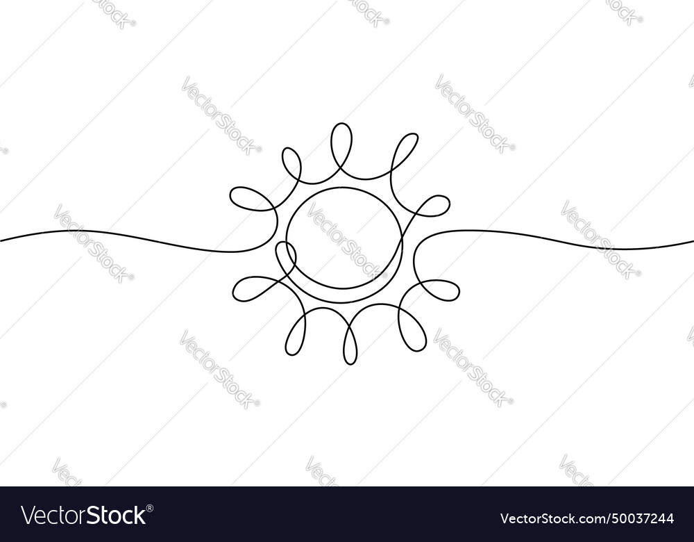 One line sun sketch Royalty Free Vector Image - VectorStock