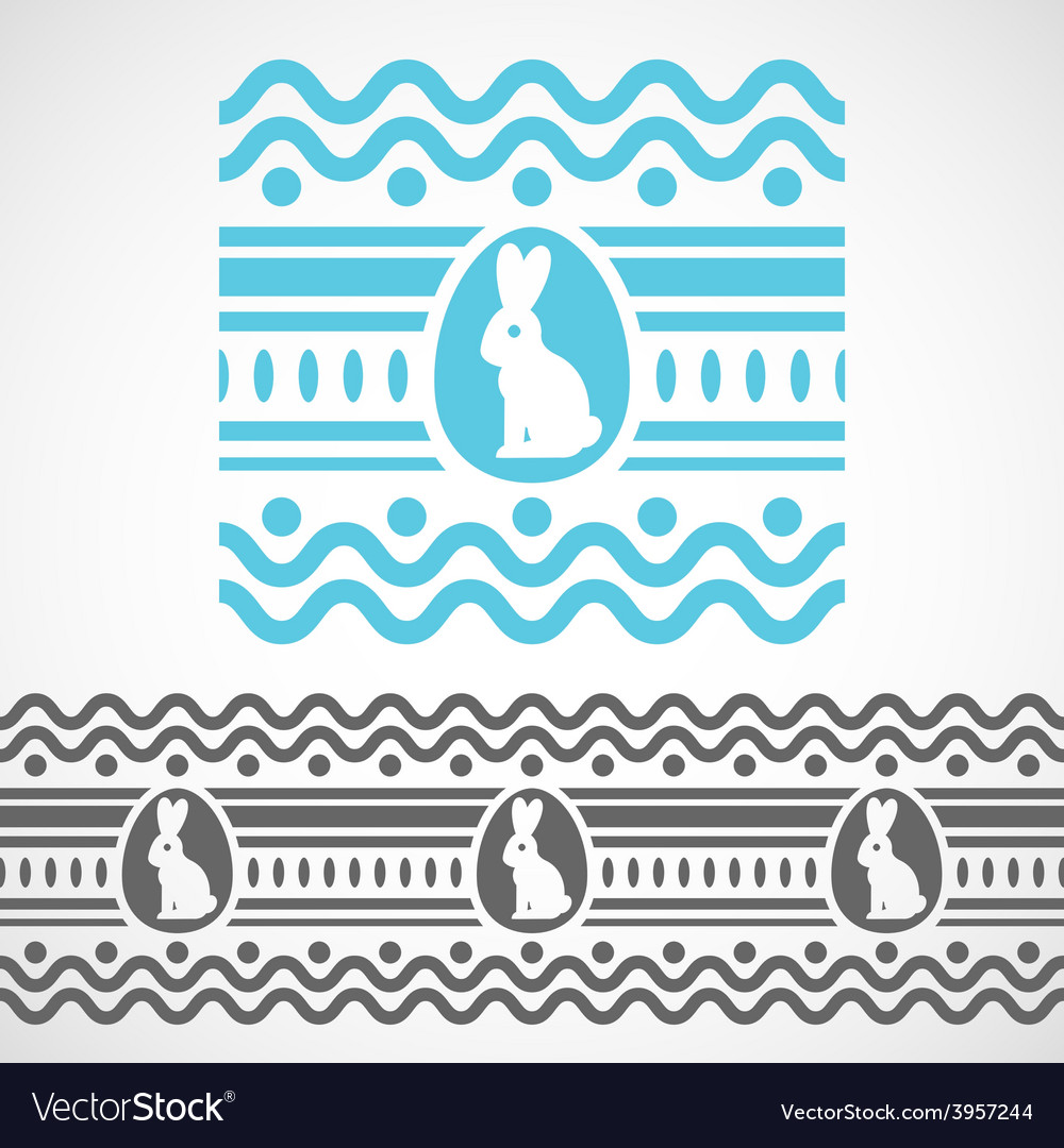 Pattern with waves rabbit and egg