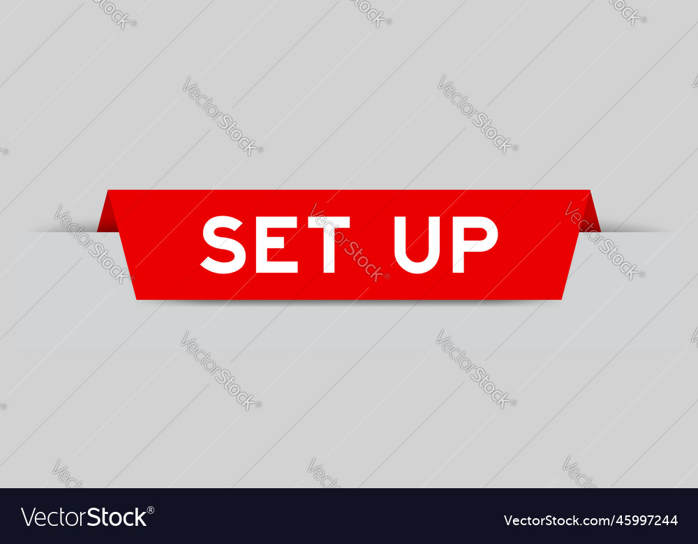 Red color inserted label with word set up on gray Vector Image Red color inserted label with word set up on gray