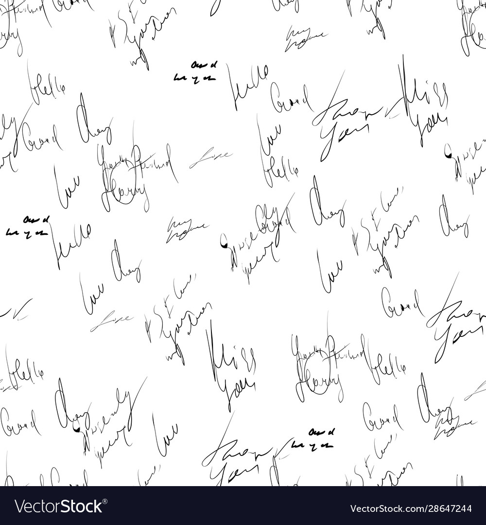 Seamless abstract text pattern handwritten font vector image Seamless abstract text pattern handwritten font