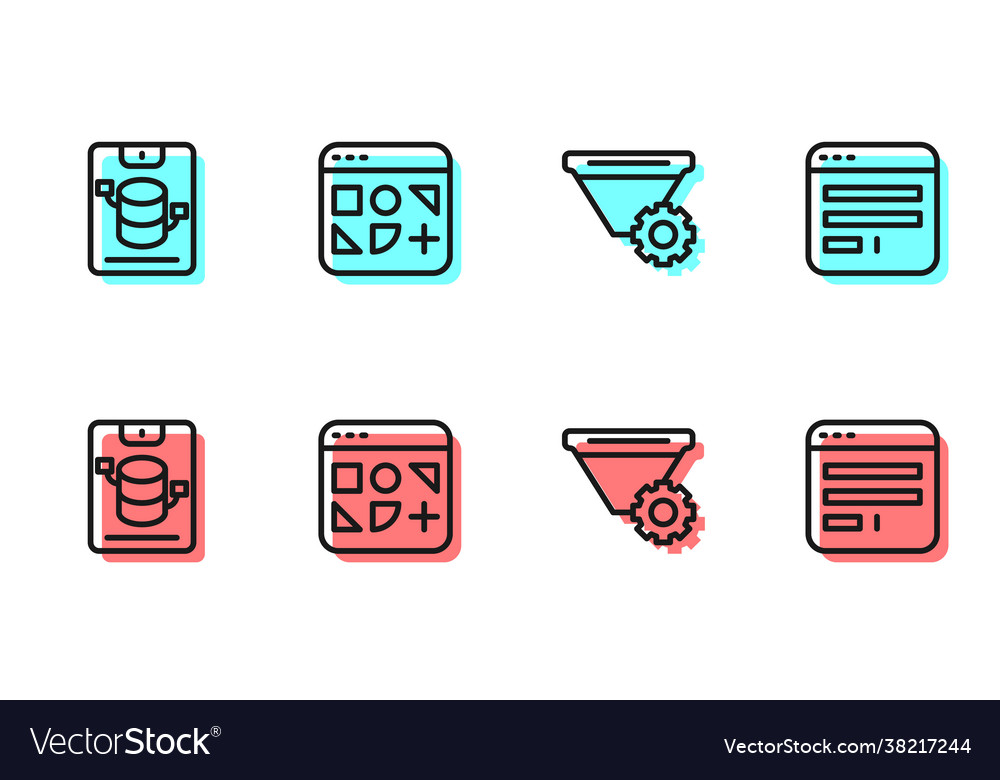 Set line filter setting server data web hosting vector image Set line filter setting server data web hosting