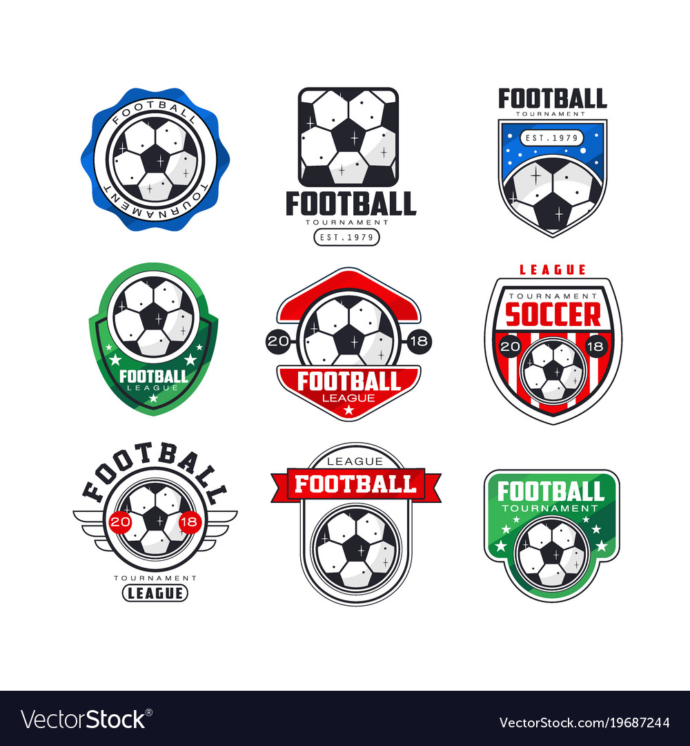 Soccer league logo set collection football Vector Image