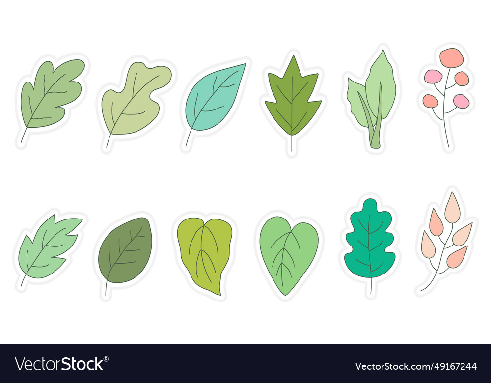 Spring stickers flowers floral and leaf stickers Vector Image