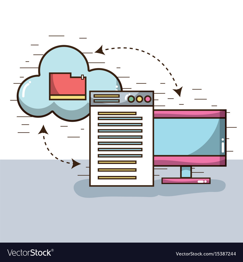 Television with window and file inside cloud