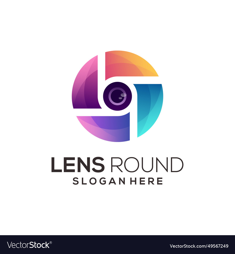 Camera round logo colorful gradient Royalty Free Vector