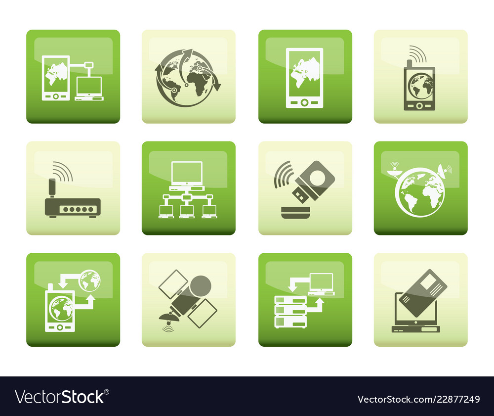 Communication computer and mobile phone icons vector image Communication computer and mobile phone icons