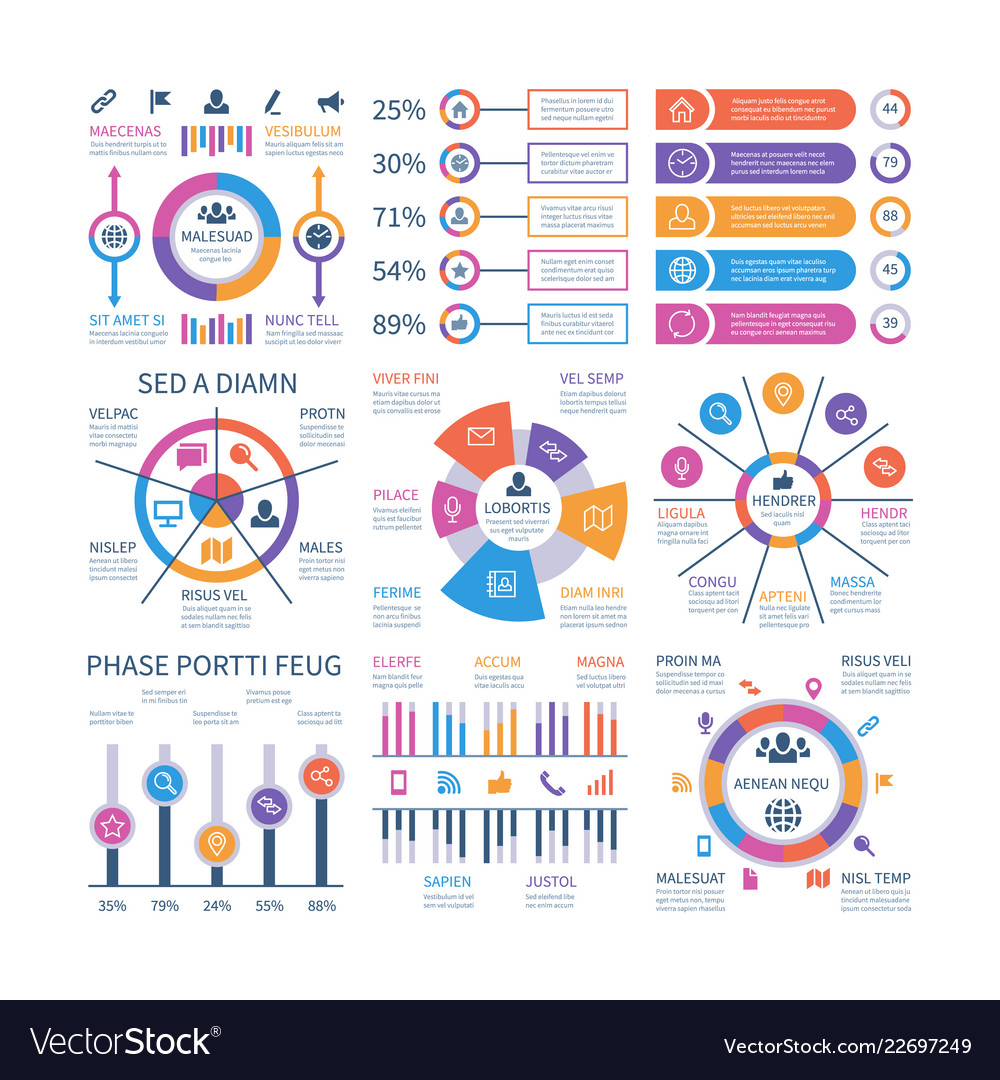 Financial infographic business bar graph and flow Vector Image