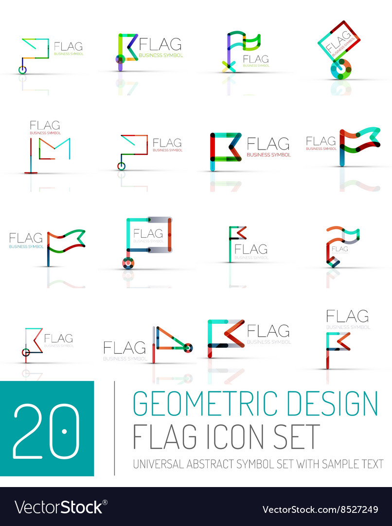 Flag icon logo set linear design