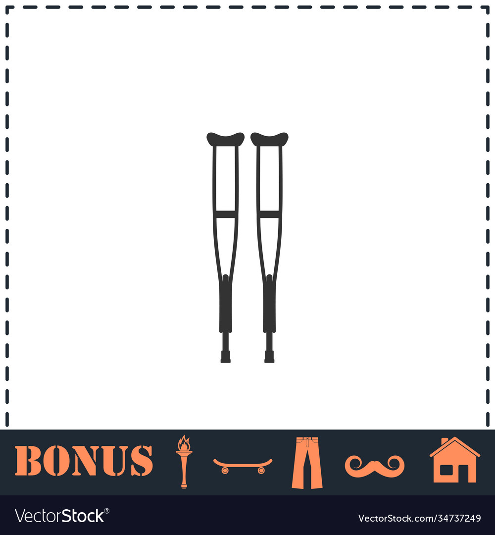 Health crutches icon flat