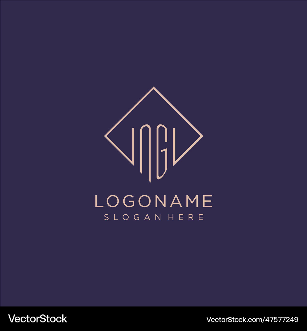Initials ng logo monogram with rectangle style Vector Image