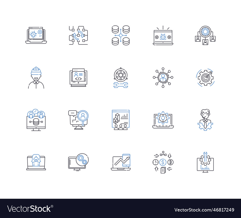 Internet security line icons collection firewall vector image Internet security line icons collection firewall