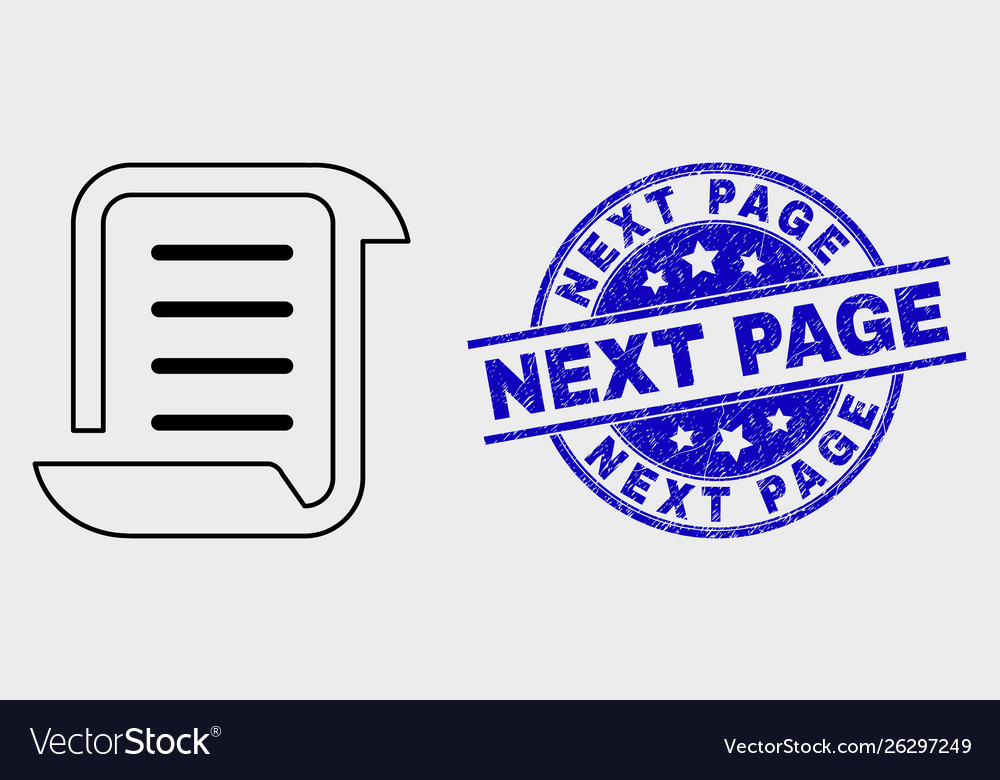Linear scroll list icon and scratched next vector image Linear scroll list icon and scratched next
