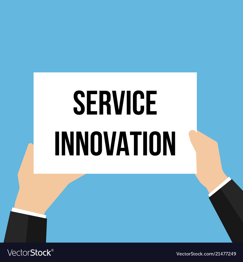 Man showing paper service innovation text vector image Man showing paper service innovation text